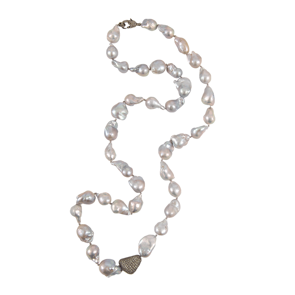 JORDAN ALEXANDER-Silver Baroque Pearl Necklace-SILVER