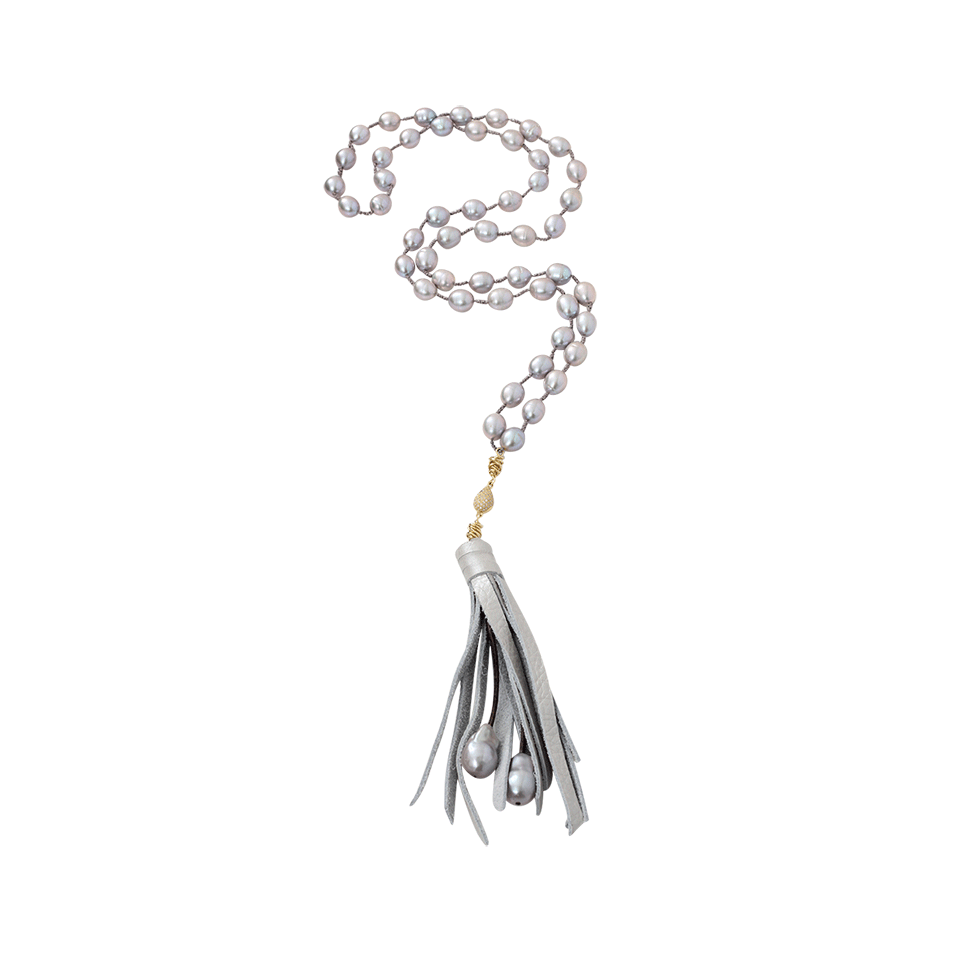 JORDAN ALEXANDER-Silver Pearl Tassel Necklace-SILVER