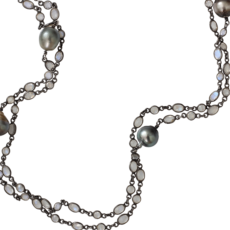 JORDAN ALEXANDER-Tahitian Pearl And Moonstone Necklace-SILVER