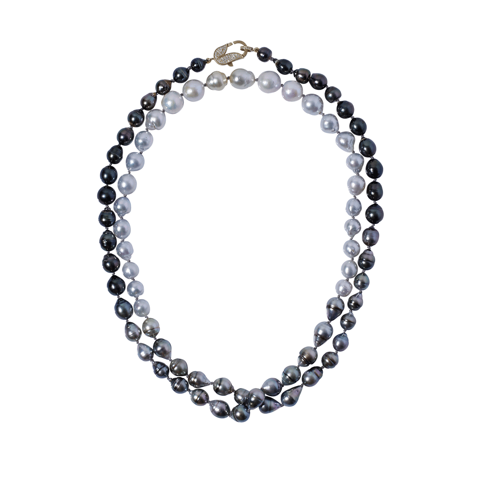 JORDAN ALEXANDER-Graduate Ombre South Sea And Tahitian Pearl Necklace-YELLOW GOLD