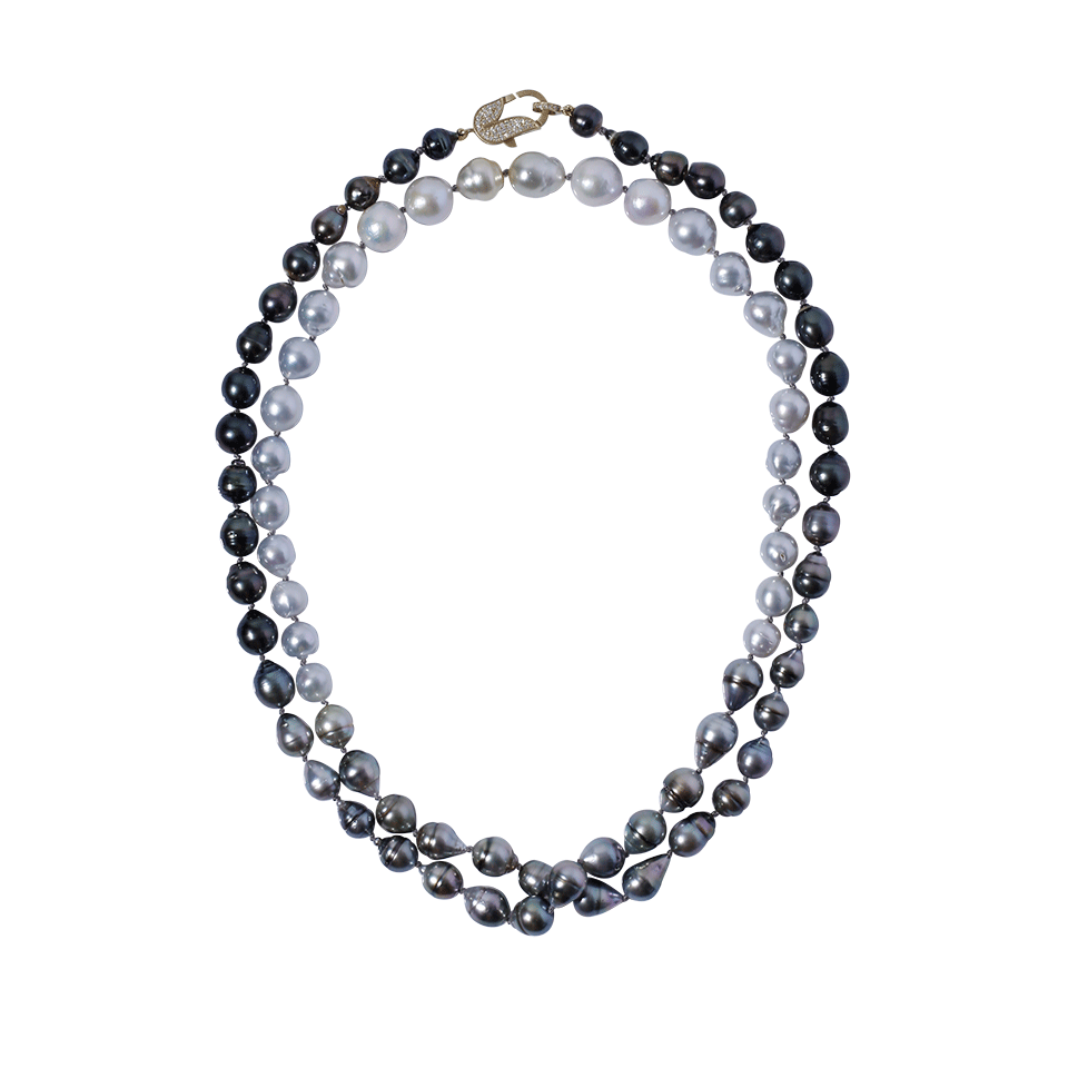 JORDAN ALEXANDER-Graduate Ombre South Sea And Tahitian Pearl Necklace-YELLOW GOLD