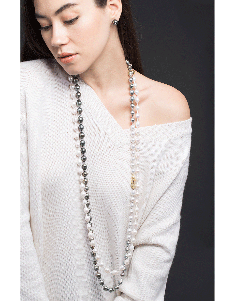 JORDAN ALEXANDER-Graduate Ombre South Sea And Tahitian Pearl Necklace-YELLOW GOLD