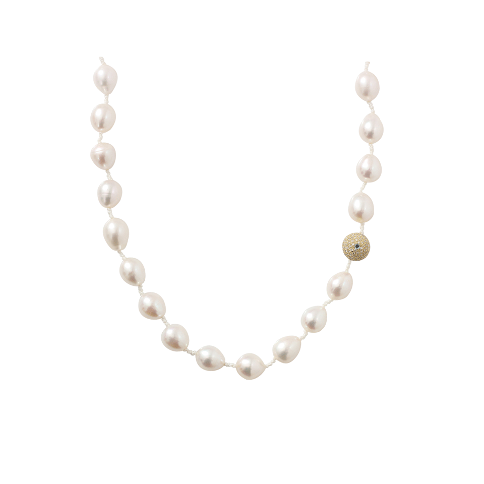 JORDAN ALEXANDER-White Freshwater Pearl Necklace-YELLOW GOLD