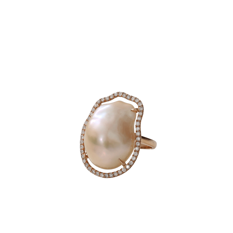 JORDAN ALEXANDER-Beige Baroque Pearl Slice Ring-ROSE GOLD