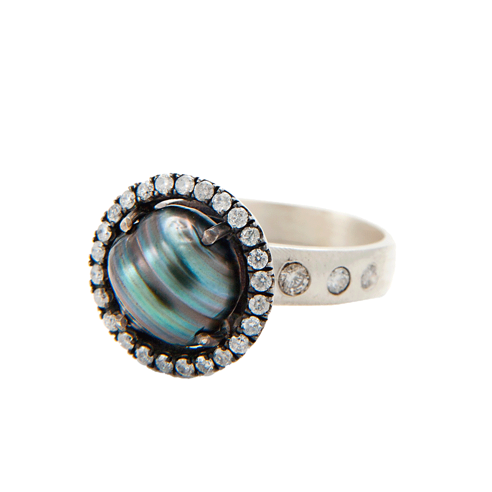 JORDAN ALEXANDER-Pearl-Slice and Pave Ring-SILVER