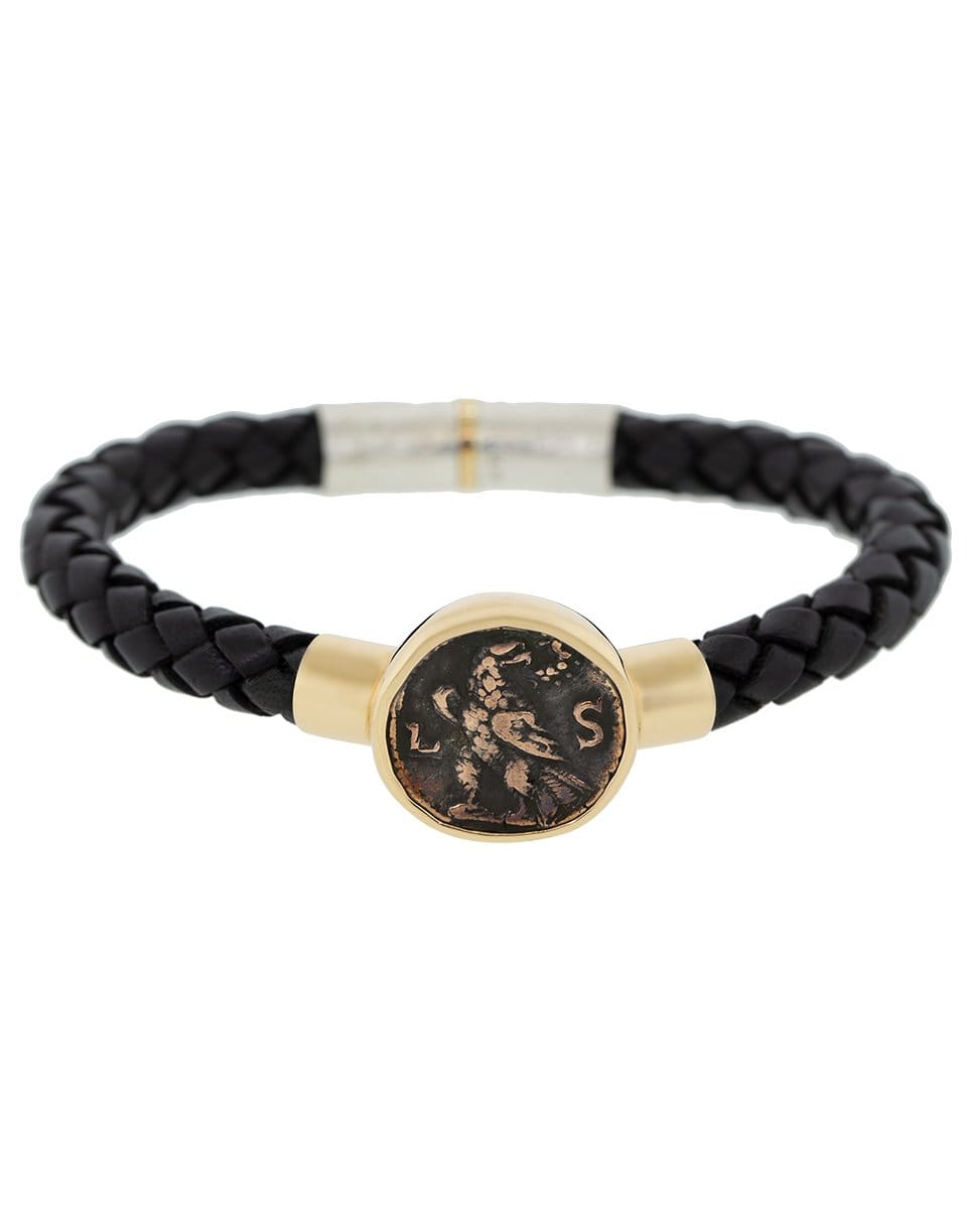 JORGE ADELER-Roman Eagle Coin Leather Bracelet-ROSE GOLD