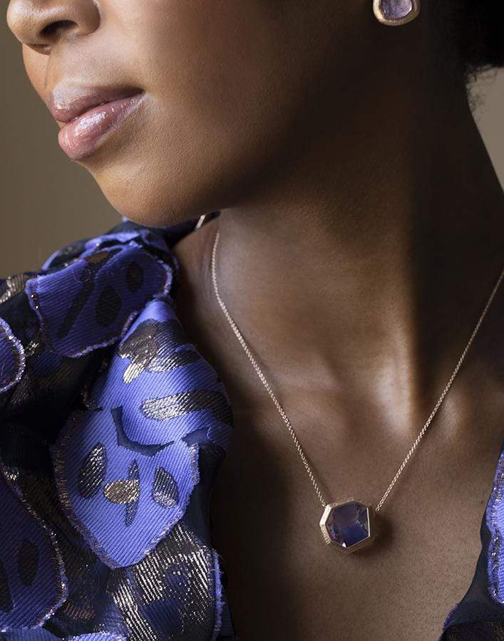 JORGE ADELER-Mirror Cut Rose of France Amethyst Pendant Necklace-ROSE GOLD