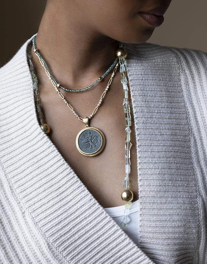 JORGE ADELER-Beryl and Gold Bead Necklace-YELLOW GOLD
