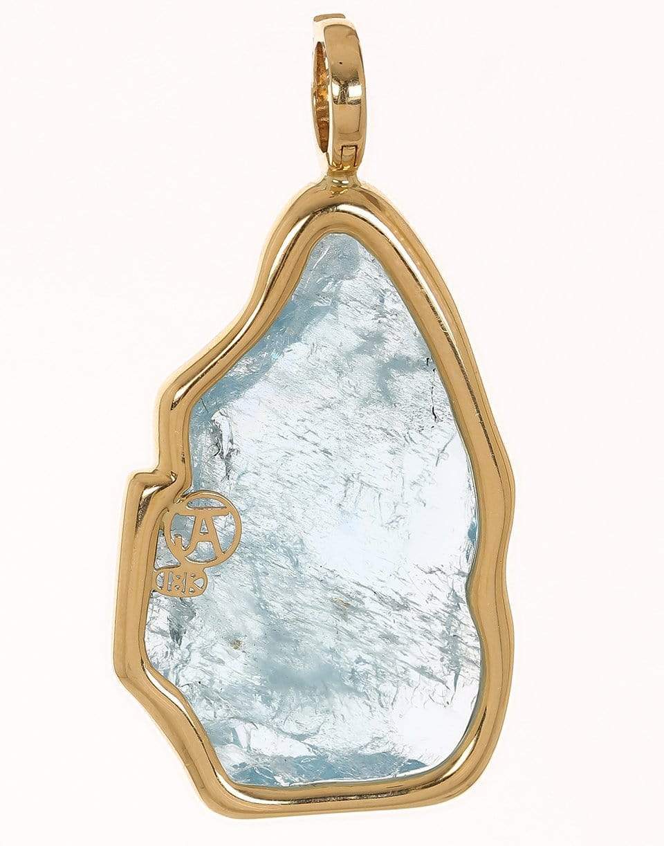 JORGE ADELER-Raw Aquamarine and Diamond Pendant-YELLOW GOLD