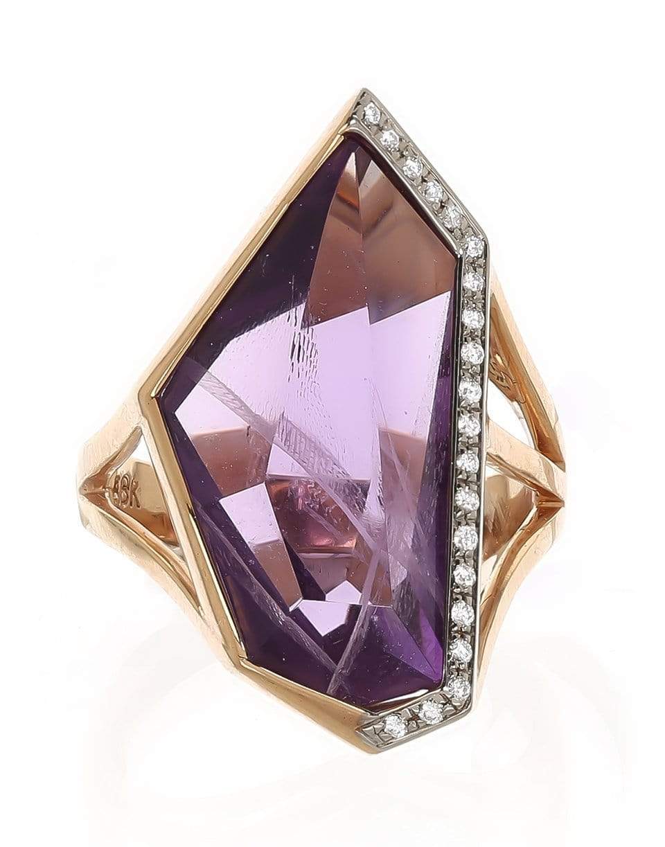 JORGE ADELER-Amethyst and Diamond Mirror Cut Ring-ROSE GOLD