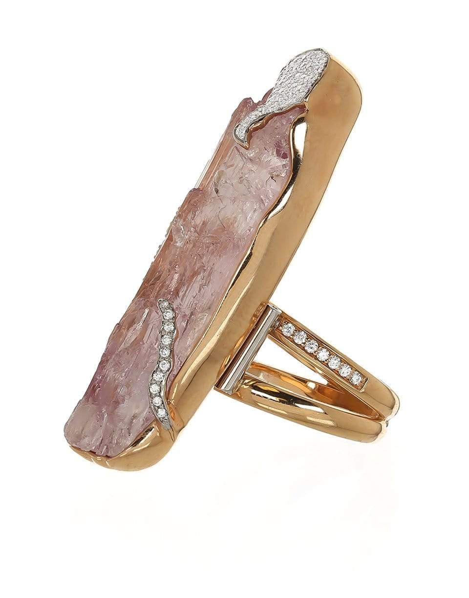 JORGE ADELER-Raw Kunzite and Diamond Ring-ROSE GOLD