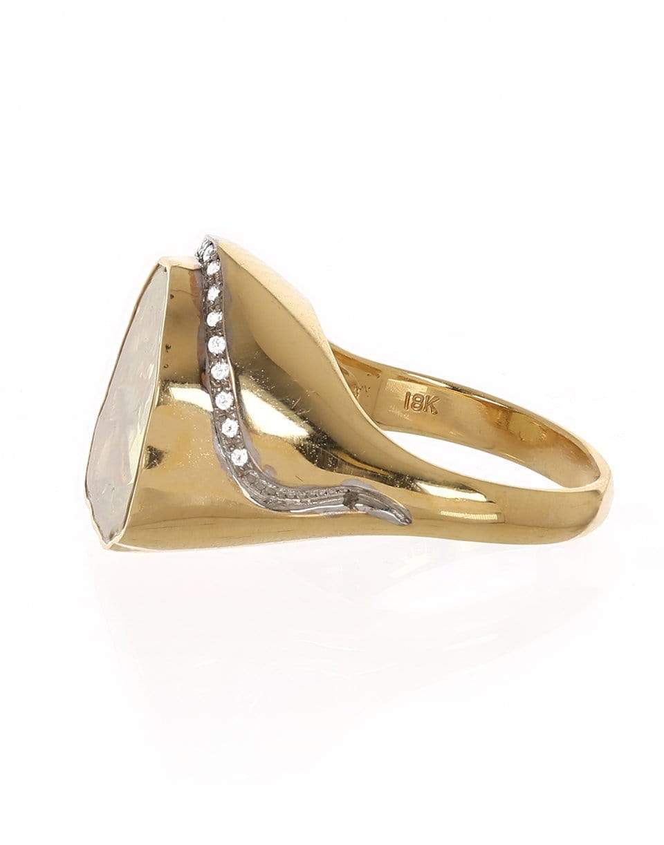 JORGE ADELER-Lemon Quartz and Diamond Ring-YELLOW GOLD