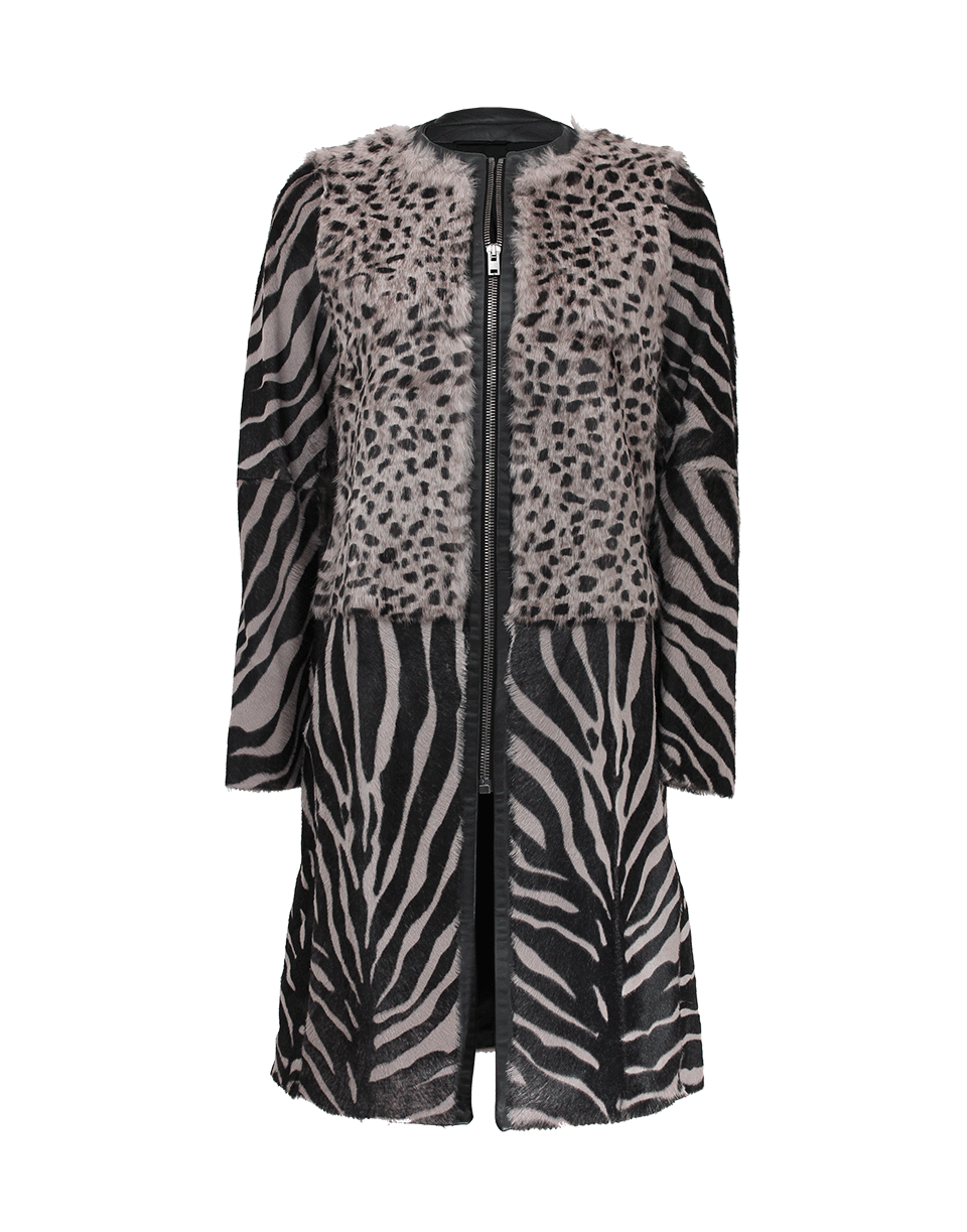 JOSEPH LIMITED-Long Fur Leather Coat-