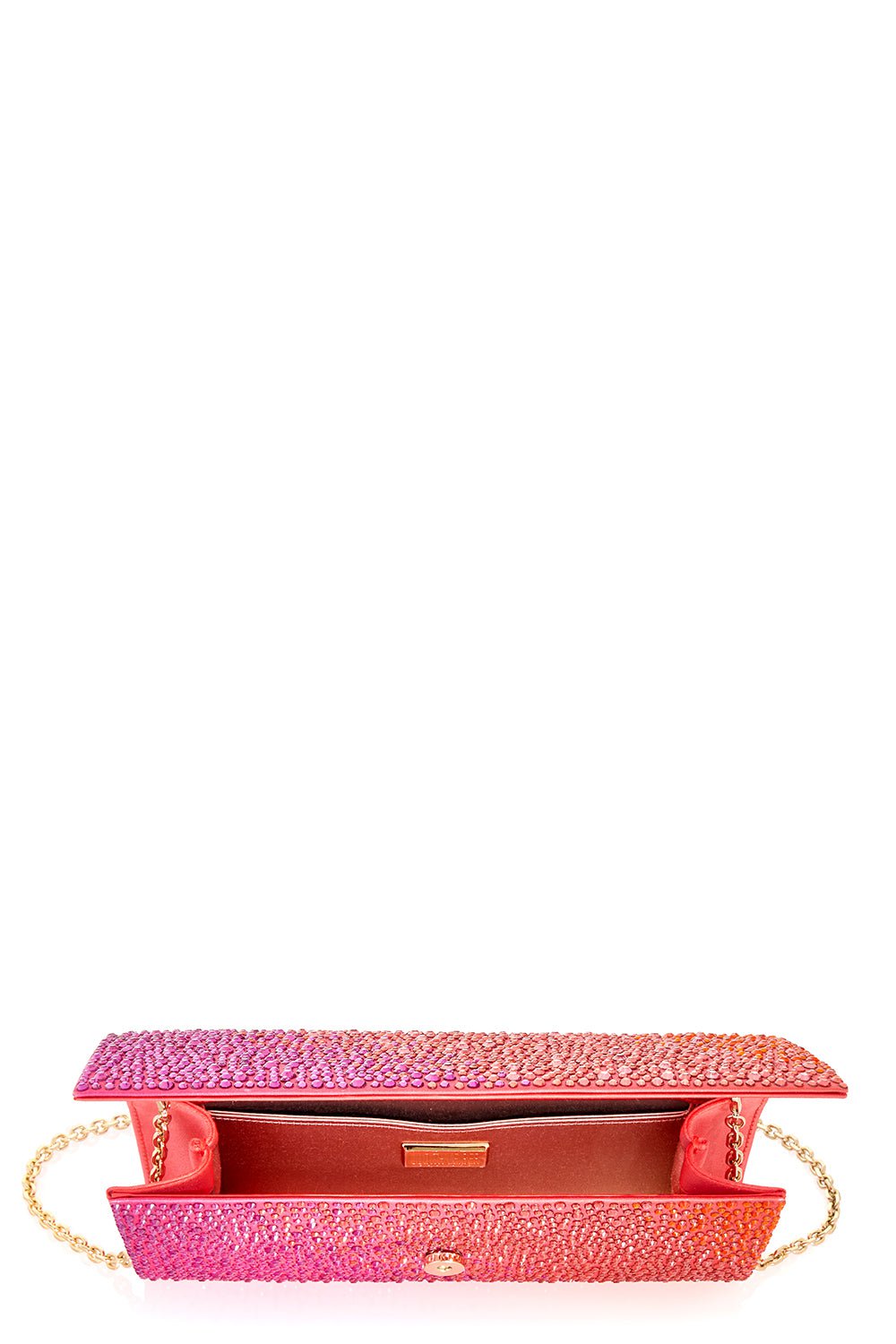 JUDITH LEIBER-Perry Crystal Caviar Clutch-CHAMPAGNE FLAME