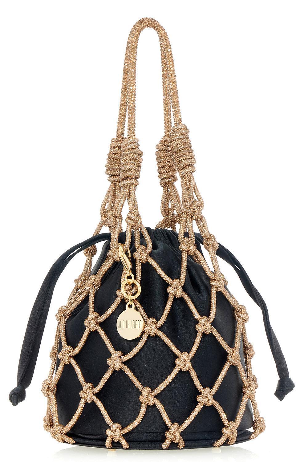 Crystal Net Pouch - Black-CHGLDBLK-O/S-HANDBAGCLUTCHES-JUDITH LEIBER