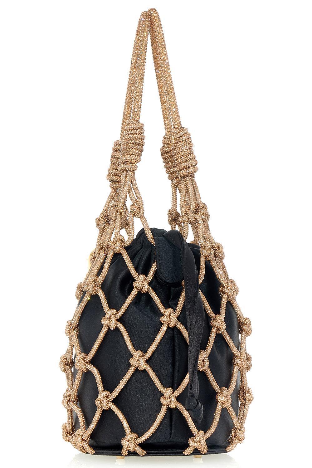 Crystal Net Pouch - Black-CHGLDBLK-O/S-HANDBAGCLUTCHES-JUDITH LEIBER