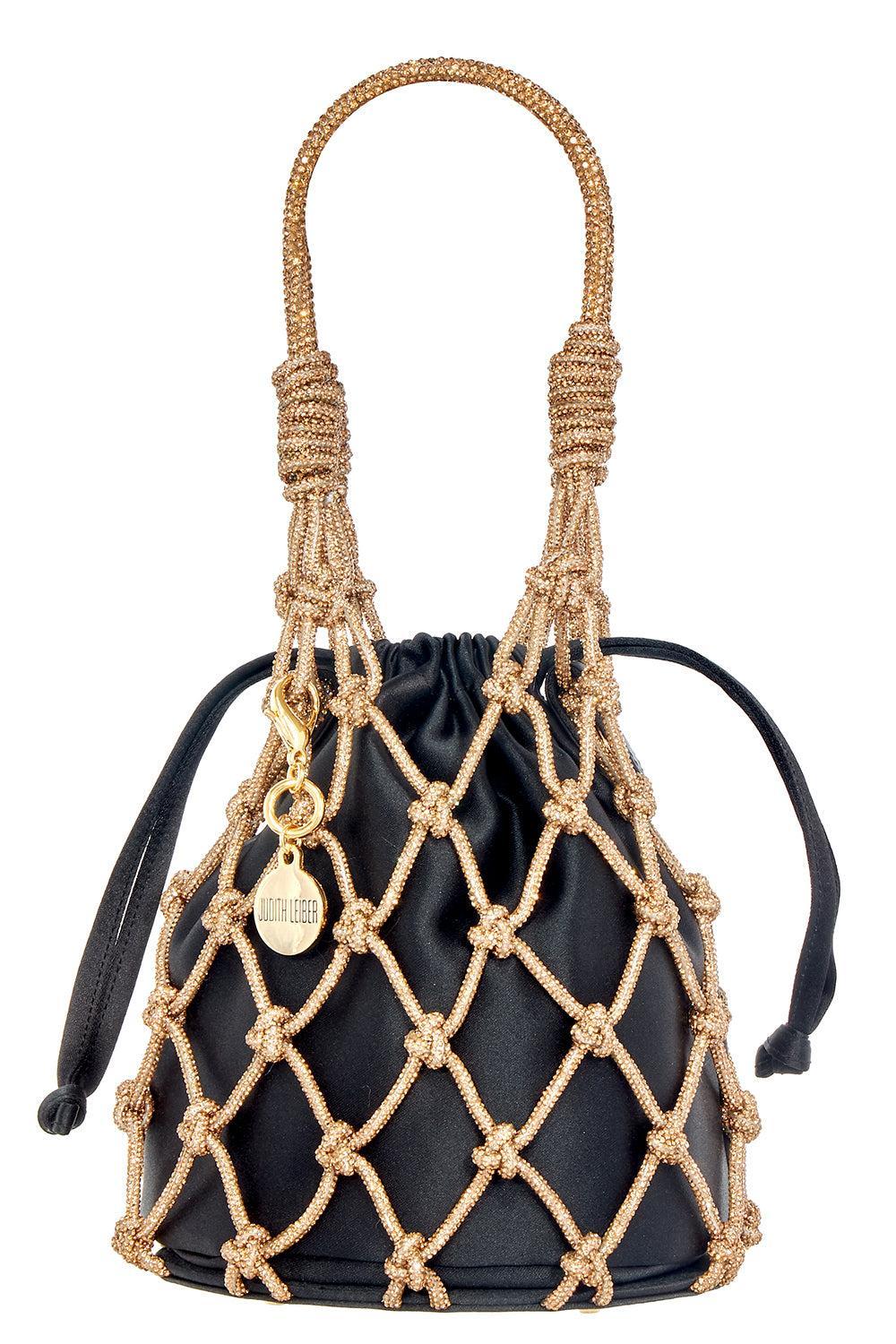 Crystal Net Pouch - Black-CHGLDBLK-O/S-HANDBAGCLUTCHES-JUDITH LEIBER