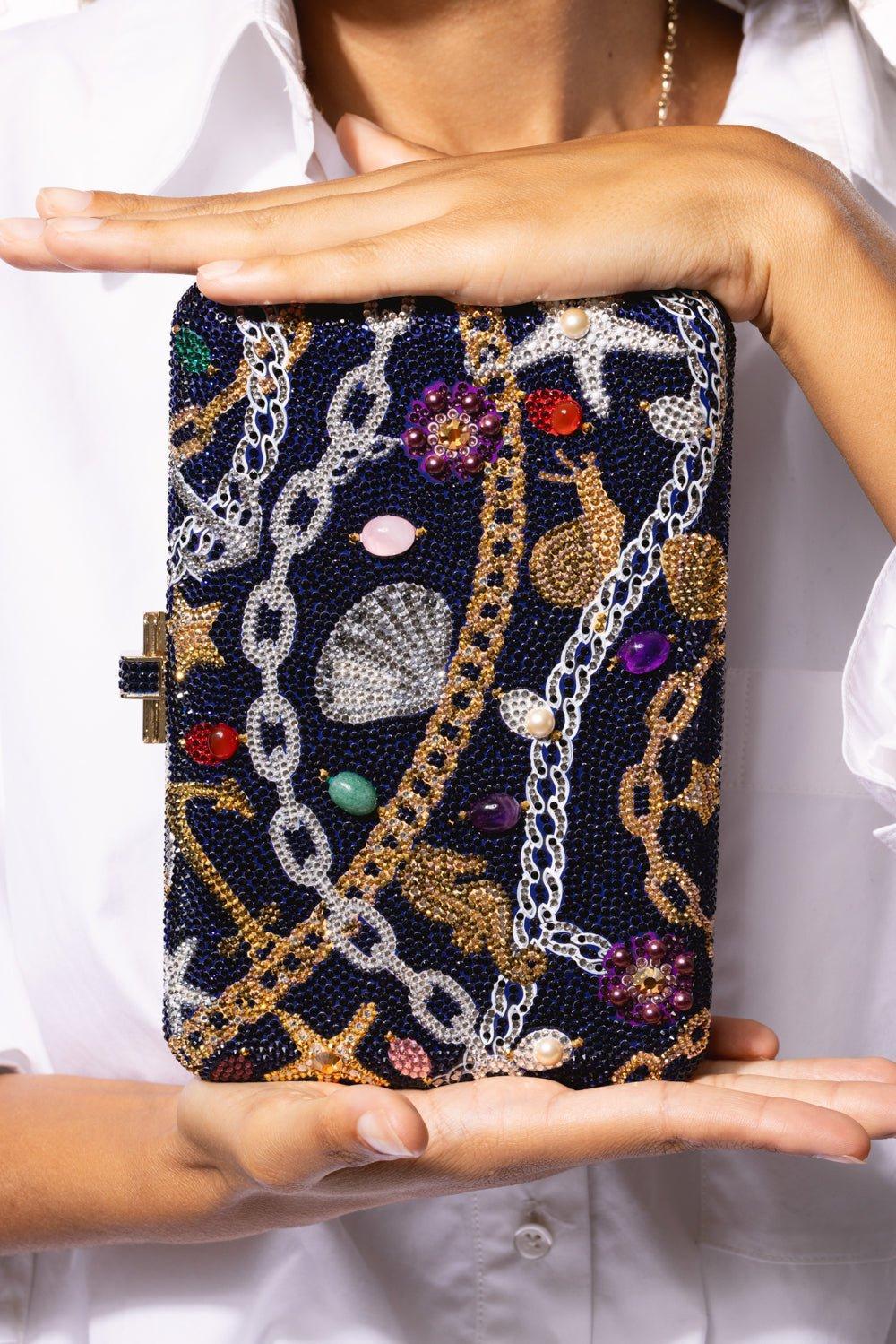 JUDITH LEIBER-Slim Slide Clutch - Nautical Chains-CHMPDKIN