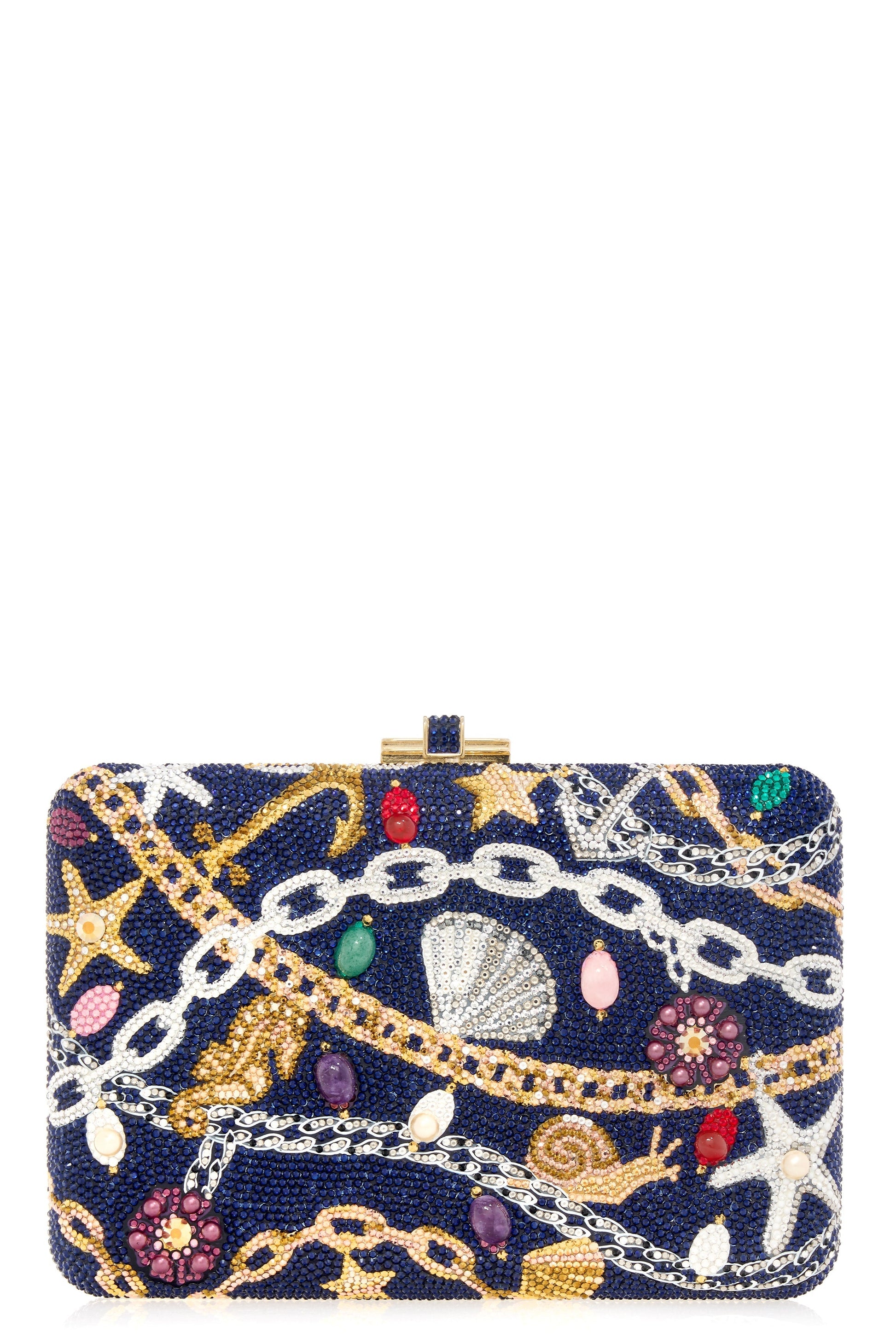 JUDITH LEIBER-Slim Slide Clutch - Nautical Chains-CHMPDKIN