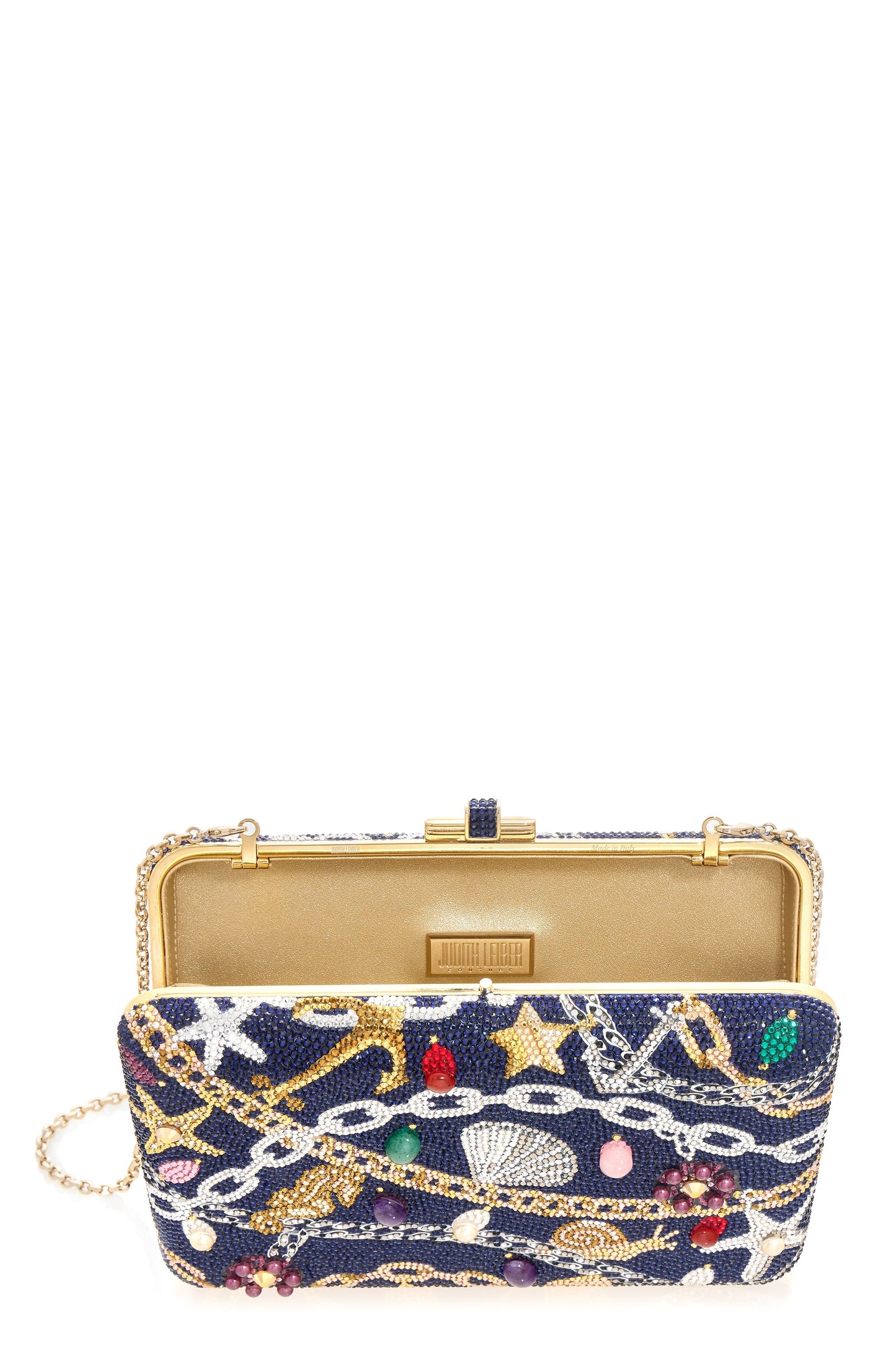 JUDITH LEIBER-Slim Slide Clutch - Nautical Chains-CHMPDKIN