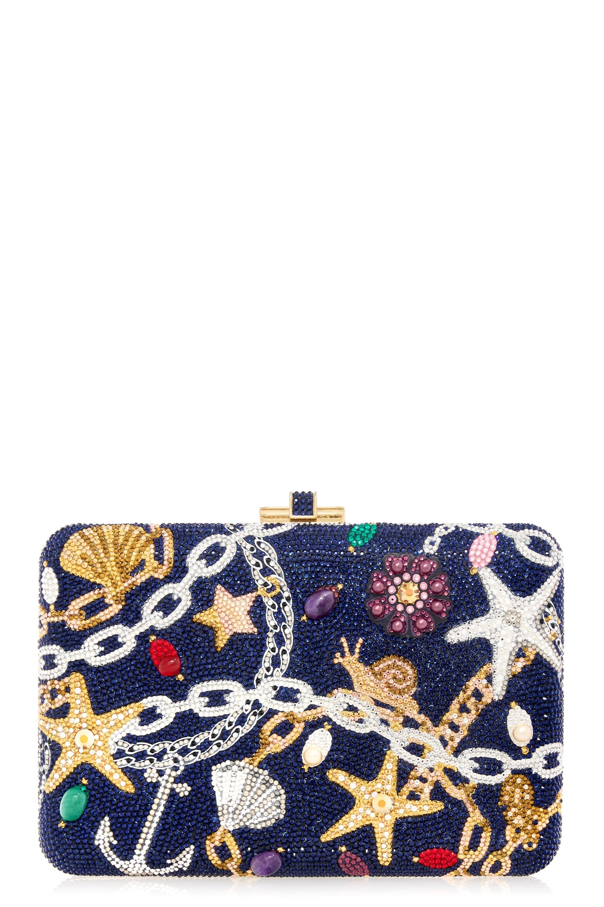 JUDITH LEIBER-Slim Slide Clutch - Nautical Chains-CHMPDKIN