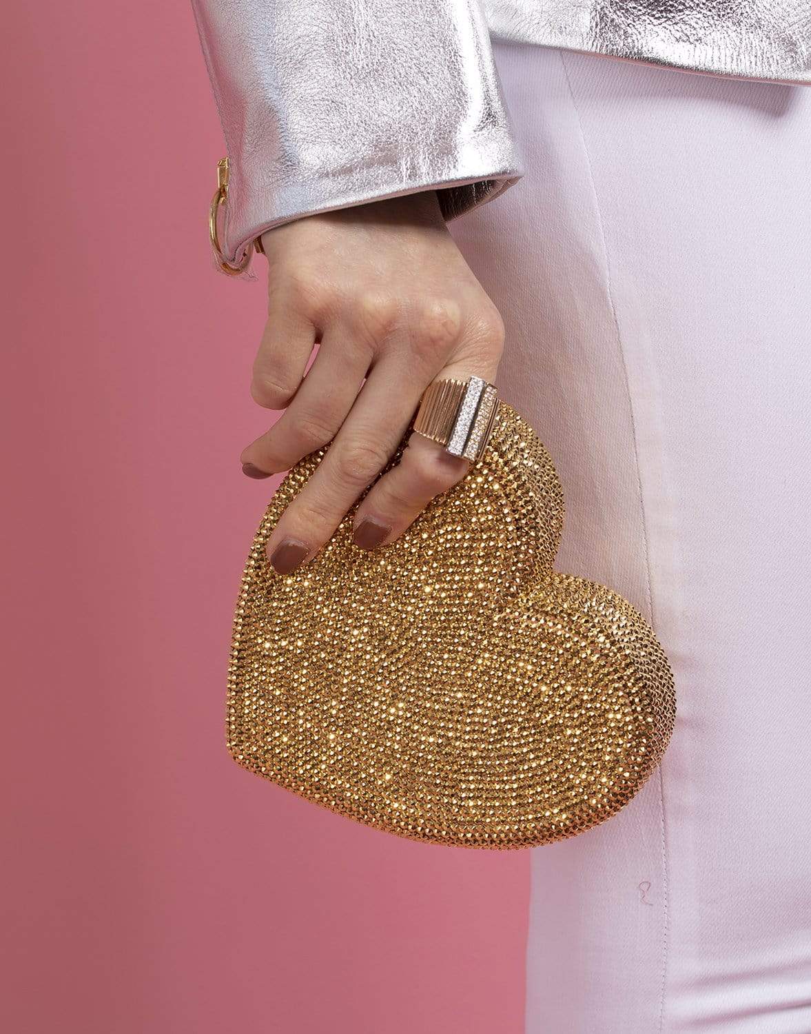 JUDITH LEIBER-Heart Clutch-GOLD