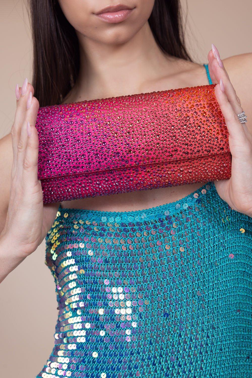 JUDITH LEIBER-Perry Crystal Caviar Clutch-GRDNTFLA