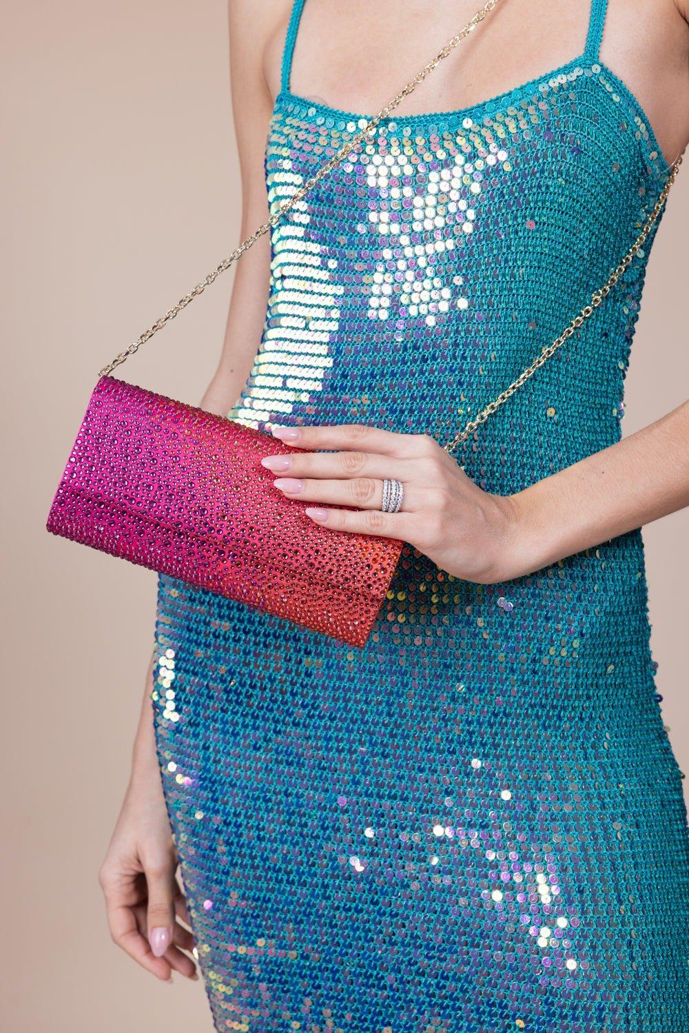JUDITH LEIBER-Perry Crystal Caviar Clutch-GRDNTFLA