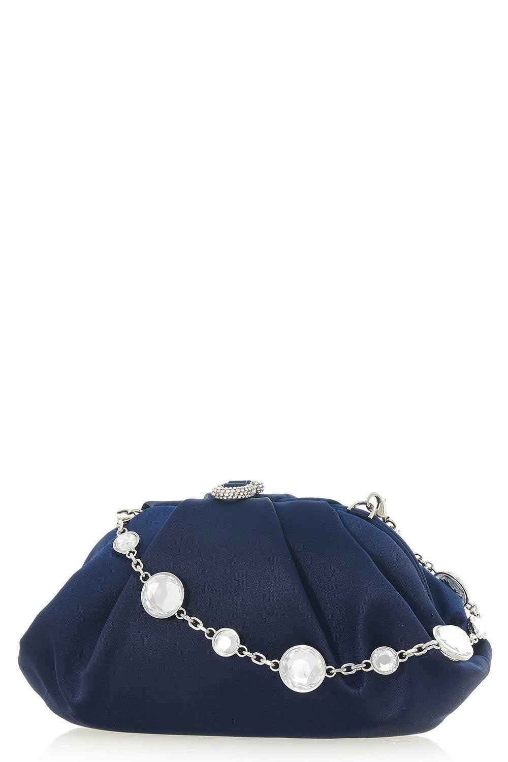 Gemma Satin Clutch-NAVY-HANDBAGCLUTCHES-JUDITH LEIBER