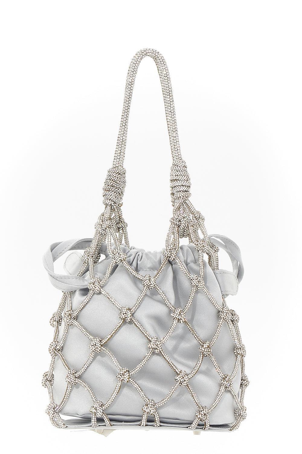 Crystal Net Pouch - Silver Rhine-SILRHINE-O/S-HANDBAGCLUTCHES-JUDITH LEIBER