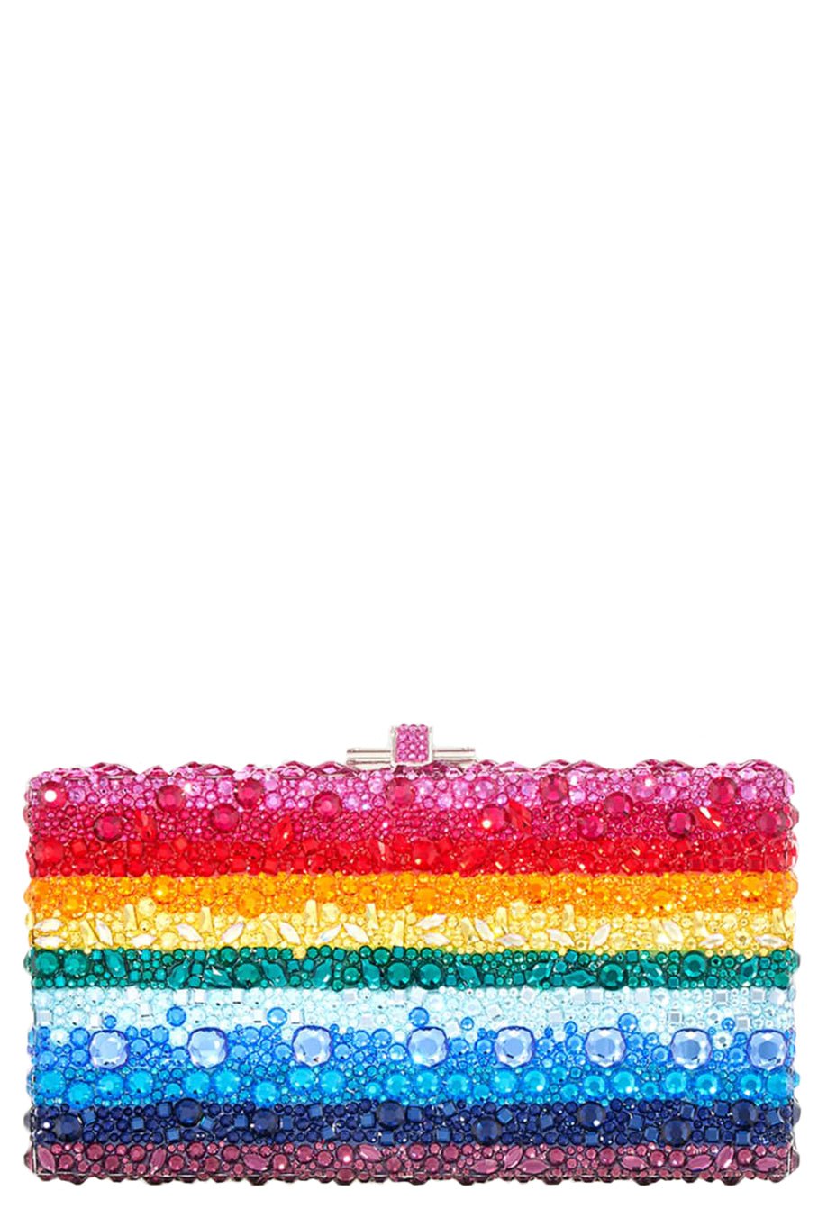 JUDITH LEIBER-Rainbow Rectangle Clutch-SLV/MULT