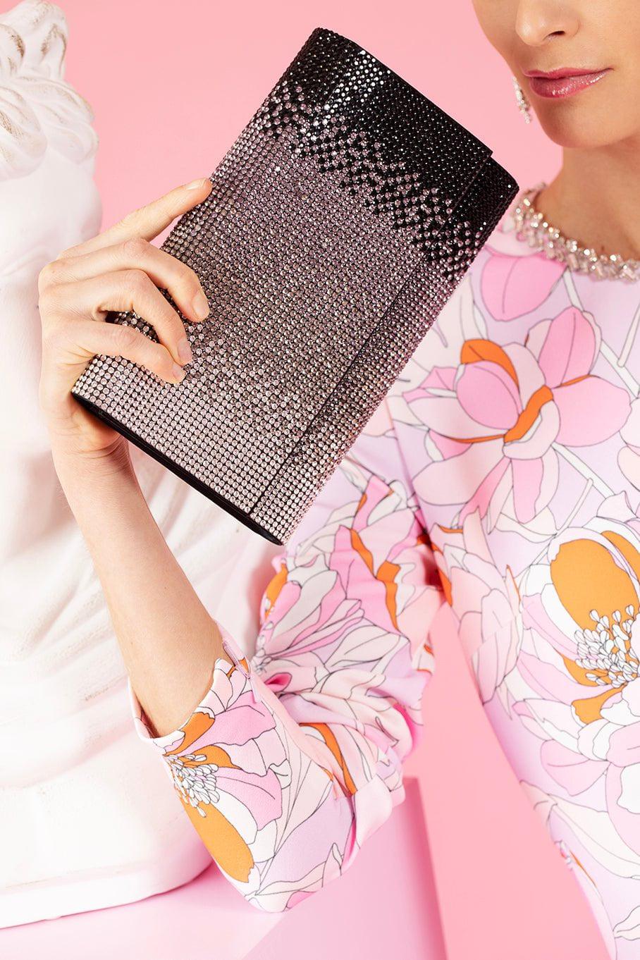 JUDITH LEIBER-Fizzoni Gradient Rhinestone Clutch-SLVMULTI