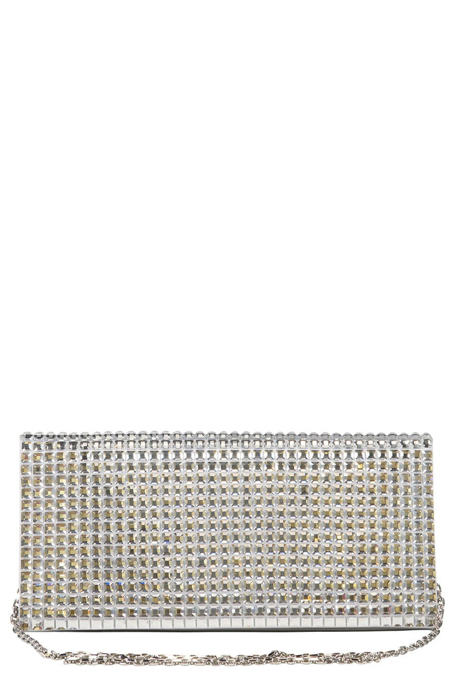JUDITH LEIBER-Envelope Rhinestone Clutch-SLVRHNE