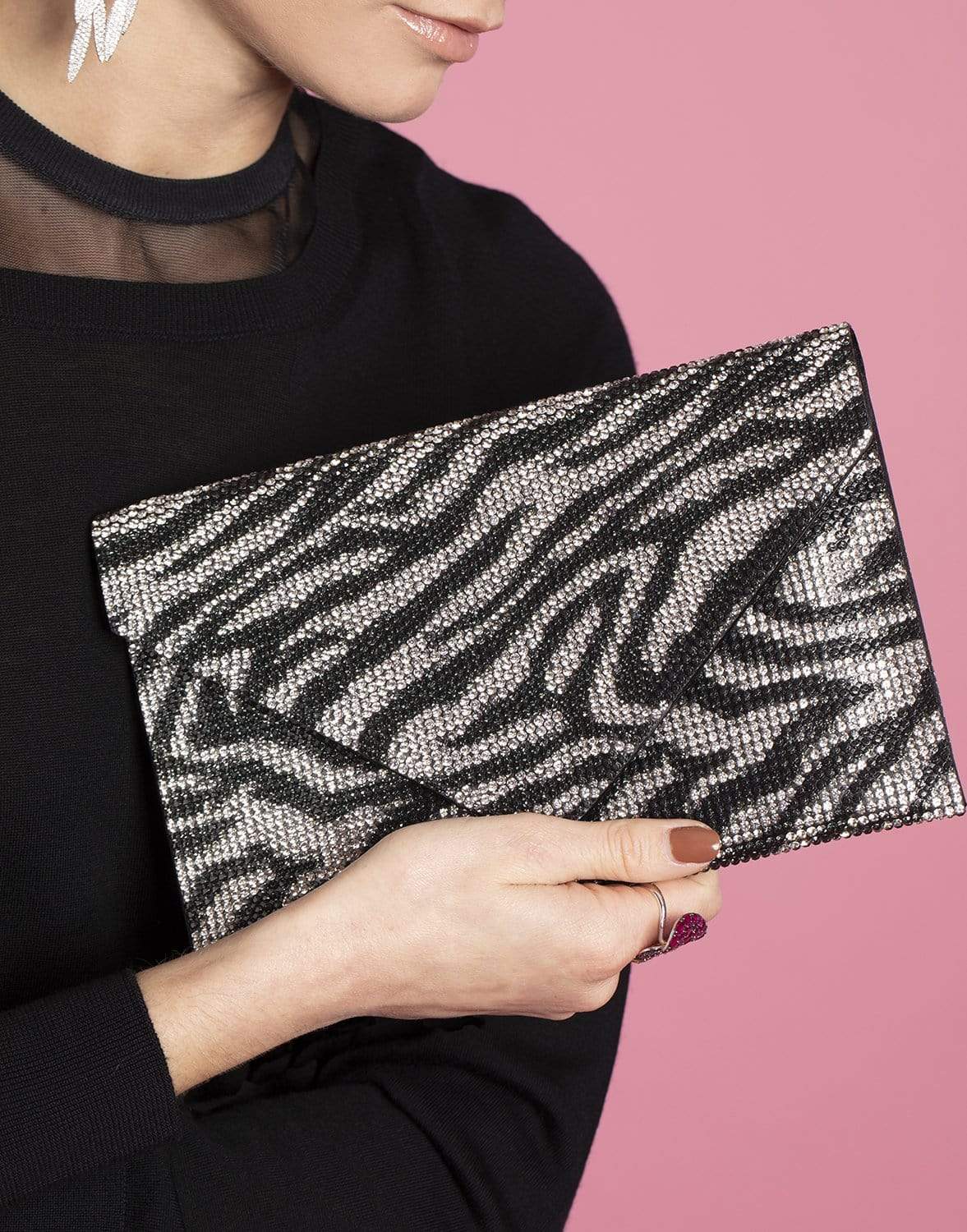 JUDITH LEIBER-Square Envelope Zebra-ZEBRA