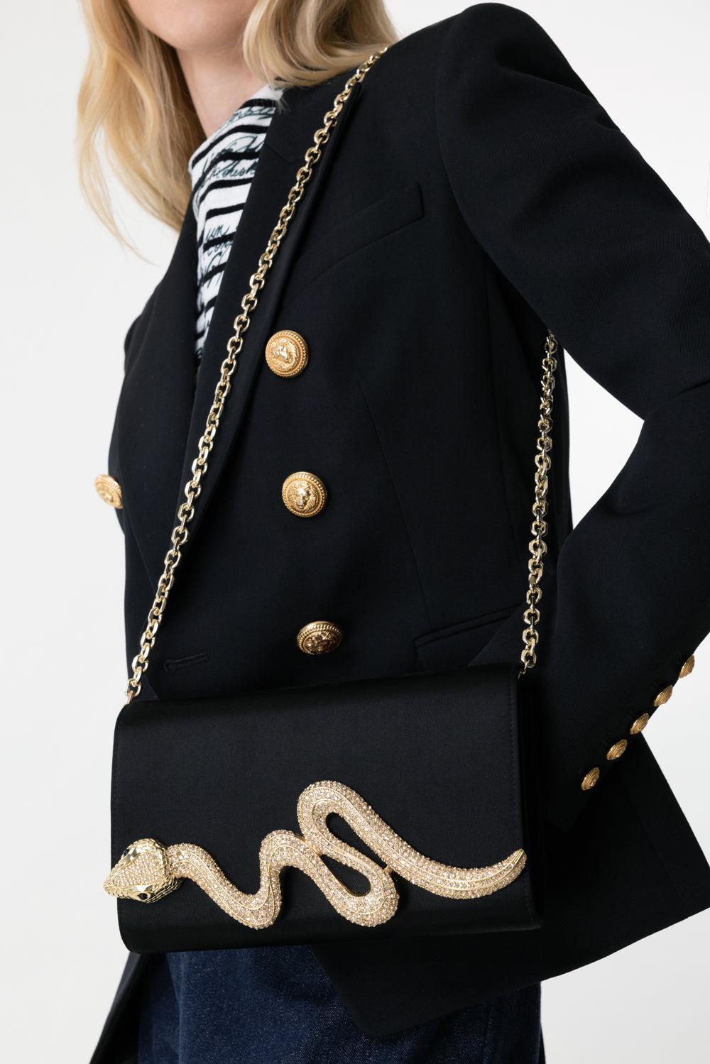 SERPENT FIZZONI CLUTCH-CHMP/BLK-O/S-HANDBAGEVENING-JUDITH LEIBER