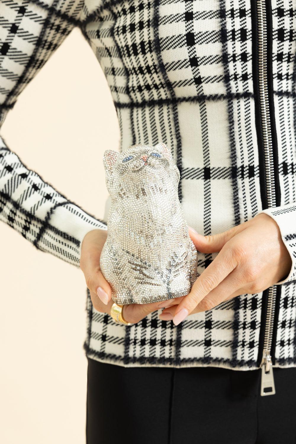 Kitten Cloud Clutch-SILVER-HANDBAGEVENING-JUDITH LEIBER