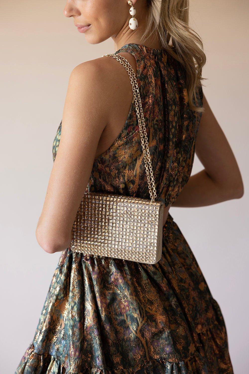 JUDITH LEIBER-Cricket Squares Bag - Champagne Prosecco-CHMPRSCO