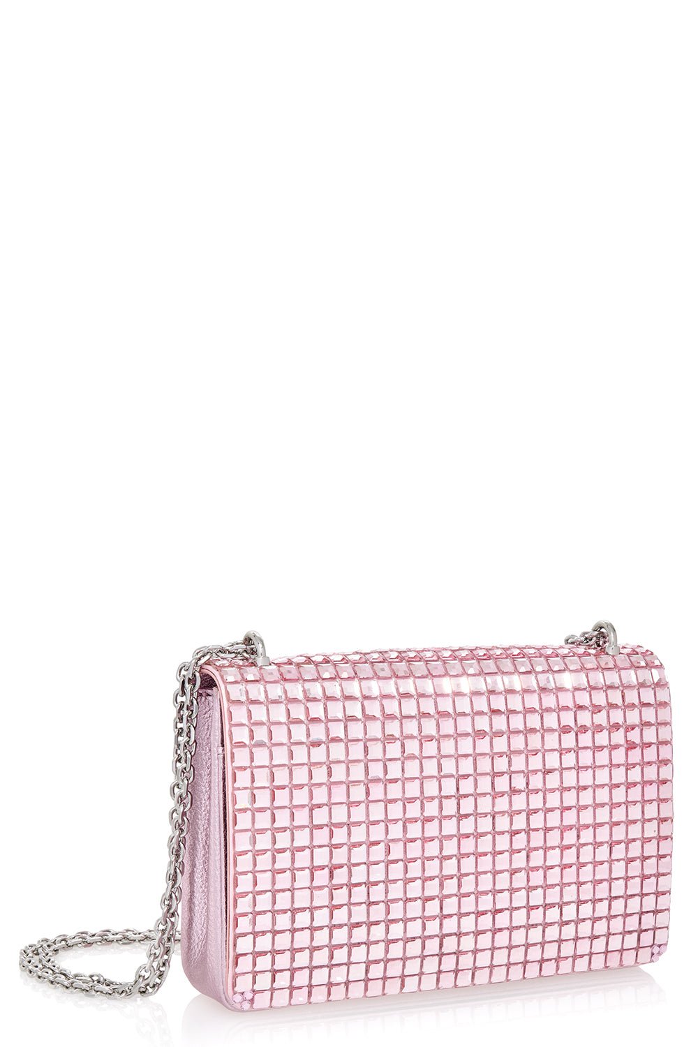 JUDITH LEIBER-Cricket Squares Bag - Silver Light Rose-LIGHT ROSE