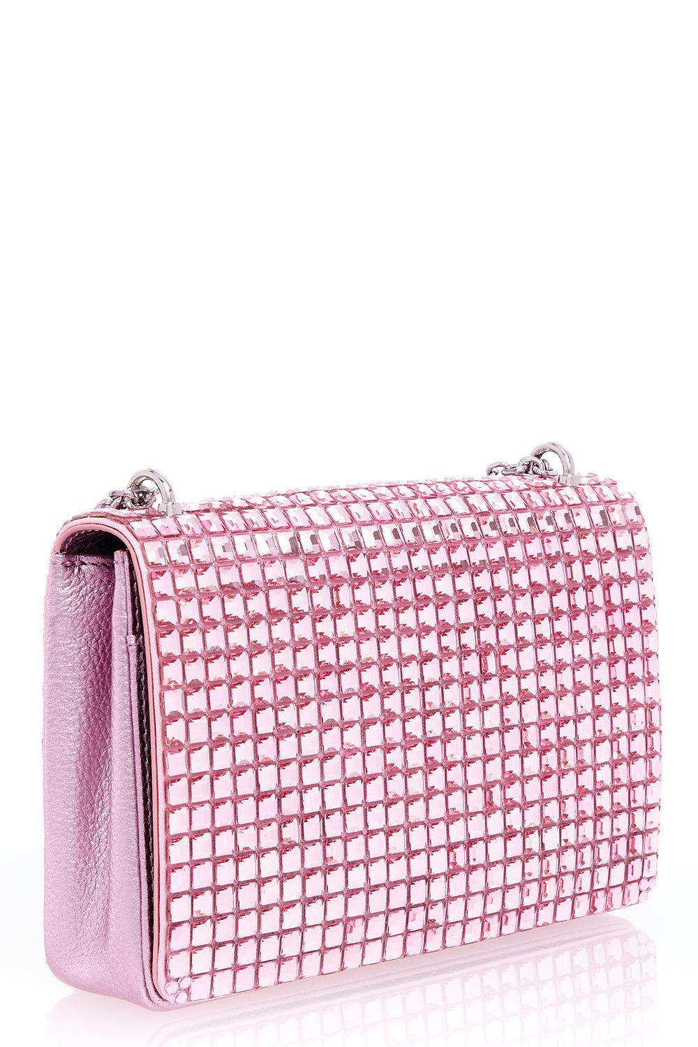 JUDITH LEIBER-Cricket Squares Bag - Silver Light Rose-LIGHT ROSE