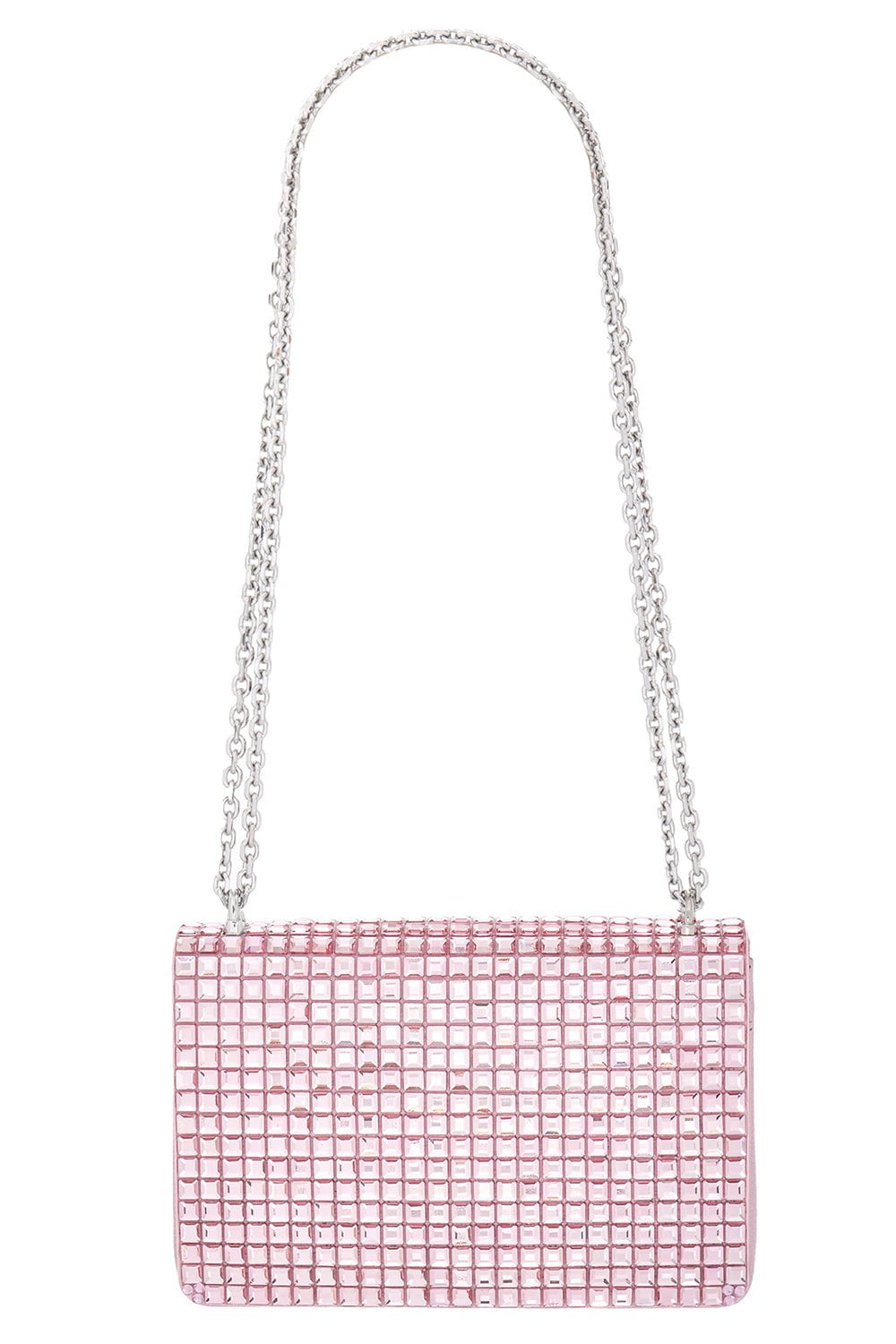 JUDITH LEIBER-Cricket Squares Bag - Silver Light Rose-LIGHT ROSE