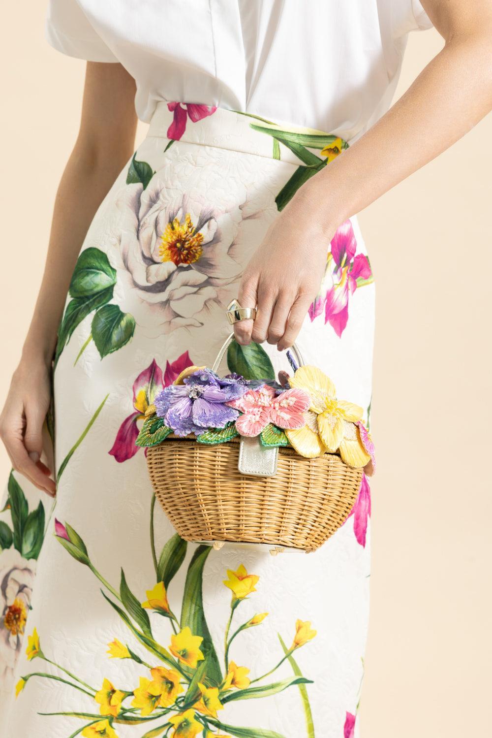 Dorothy Flower Basket Bag-FLORAL-O/S-HANDBAGTOP HANDLE-JUDITH LEIBER