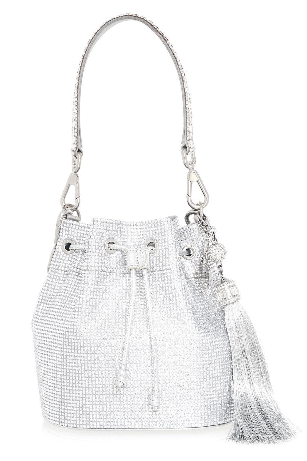 Piper Fullbead Bucket Bag-SILRHINE-O/S-HANDBAGTOP HANDLE-JUDITH LEIBER