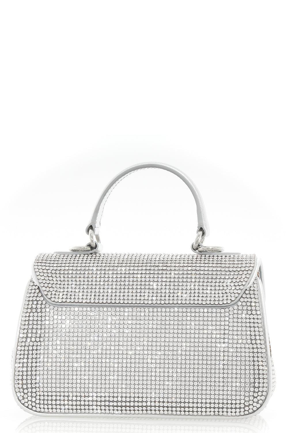 Bow Top Handle Fullbead Clutch-SILVER-HANDBAGTOP HANDLE-JUDITH LEIBER