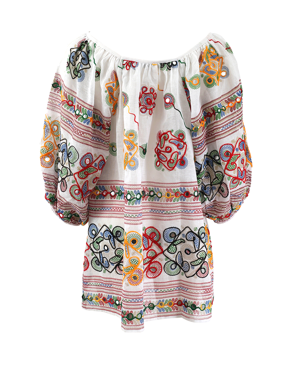 JULIET DUNN-Tribal Boho Embroidered Blouse-