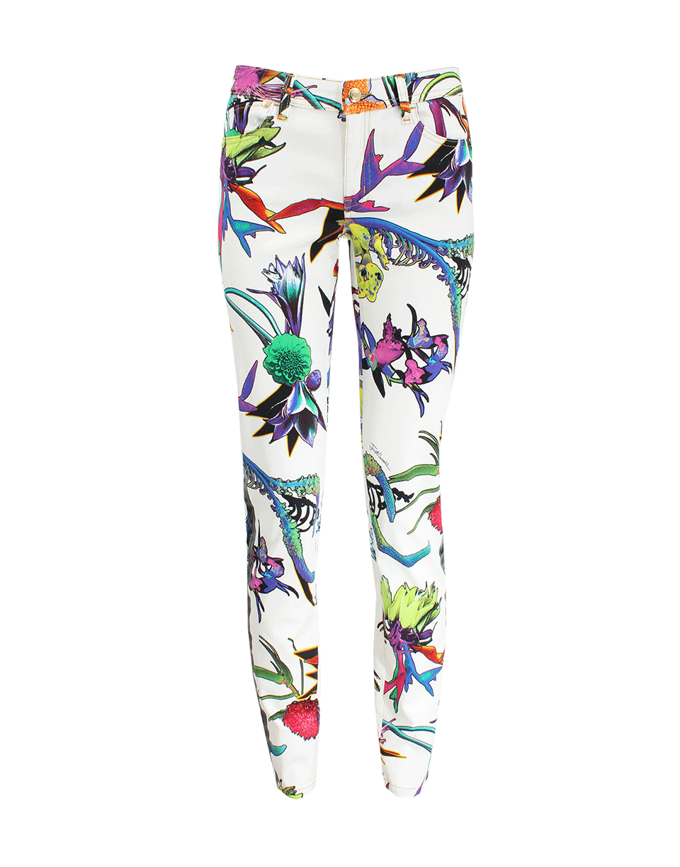 JUST CAVALLI-Flower Print Jeans-