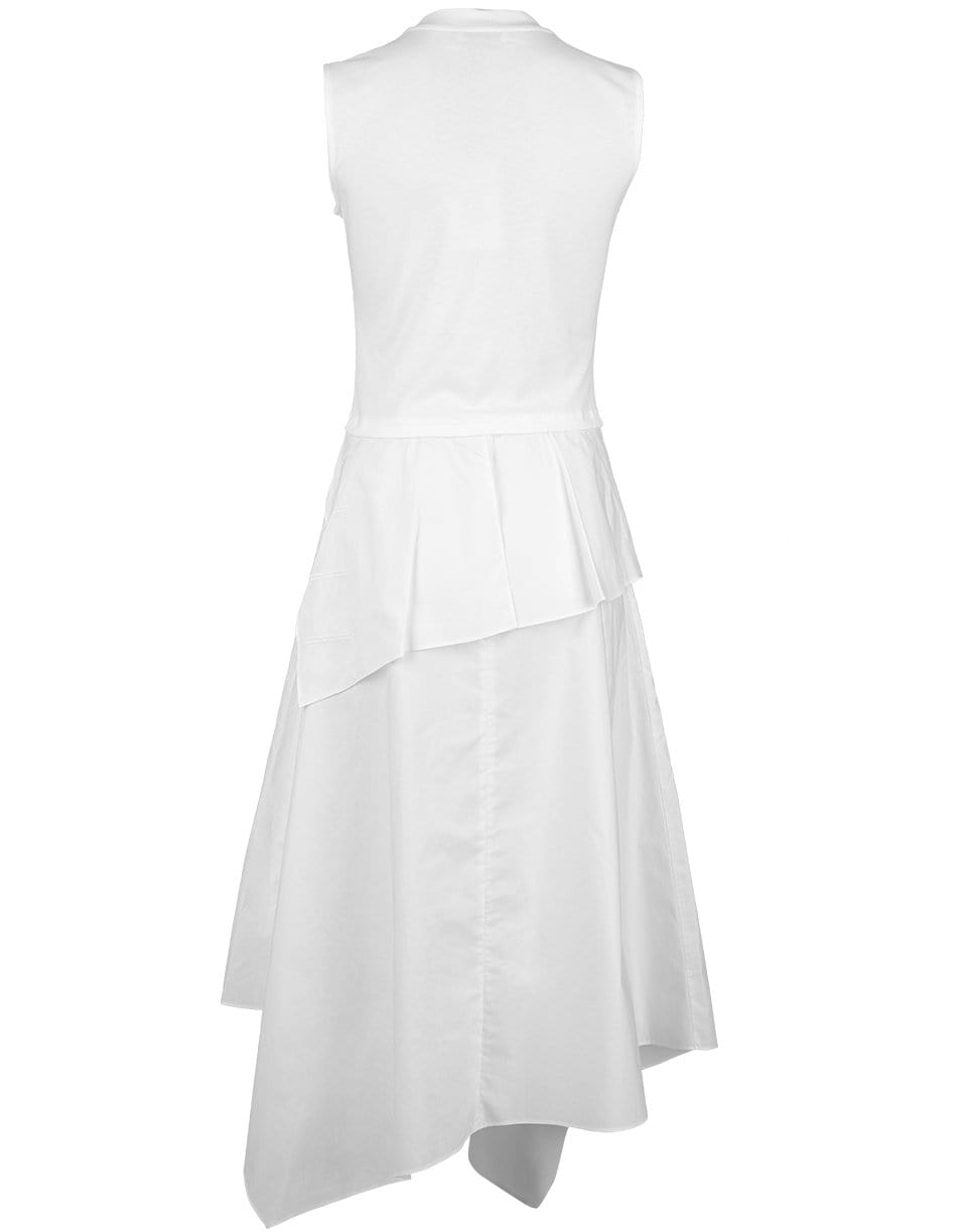JW ANDERSON-White Sleeveless Foldover Shirt Midi Dress-