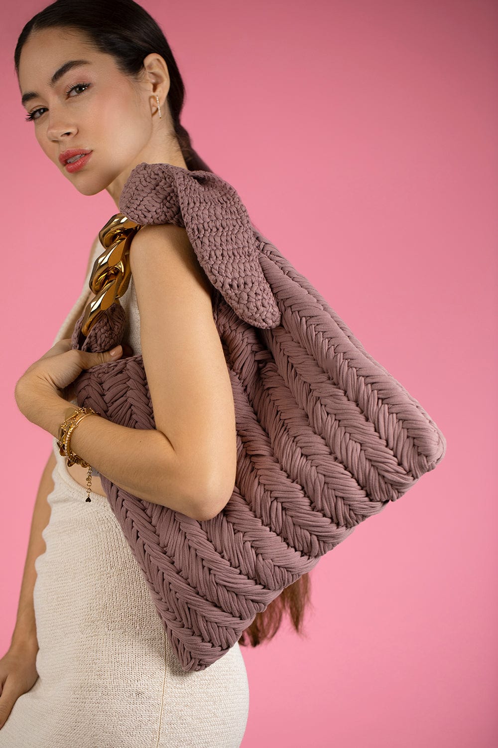 JW ANDERSON-Small Chain Hobo - Taupe-TAUPE