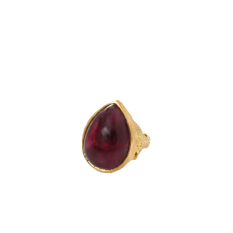 K. BRUNINI-Medium Twig Ring With Pink Tourmaline-YELLOW GOLD