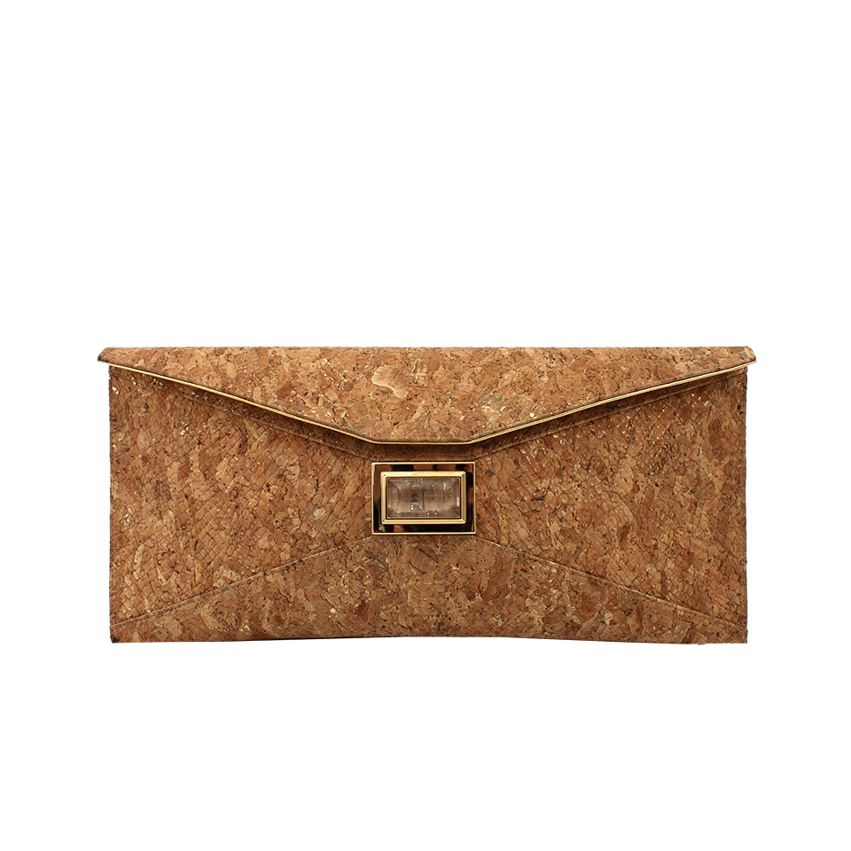 KARA ROSS-Snake Print Clutch with Gold Hardware-GOLD