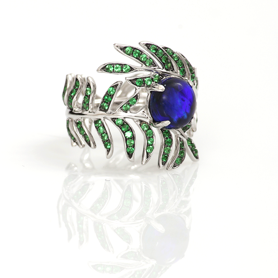 KATHERINE JETTER-Opal Double Fern Ring-WHITE GOLD